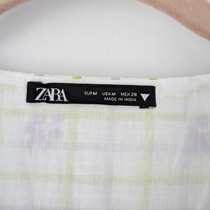 Zara Plaid Floral Mini Dress Size Medium